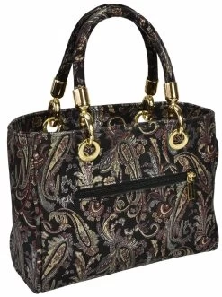 BOSCCOLO Women's Black Brocade Leather Bag B1 -Madam Clothing Store 249d47c2 bf4f 4b69 b90f 84e985b1846a