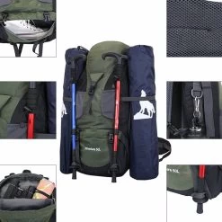 Beakey 50L Hiking Backpack Waterproof Lightweight Suitable For Outdoor Camping Travel-Army Green -Madam Clothing Store 258957dd8458b5e265ea53bac22eeb39