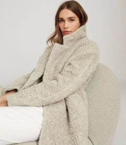 Reiss Women's Sky Textured Coat - Grey -Madam Clothing Store 259d150dc2ed0550b549e844757c80d9