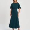 TUSSAH Women's Nolah Midi Dress - Emerald -Madam Clothing Store 288611a878f962d8b241a3188c72b526