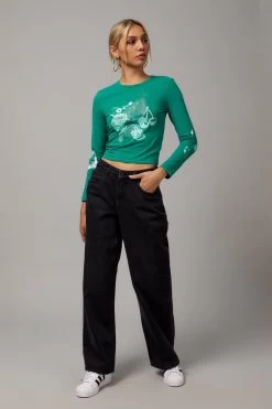 Factorie Long Sleeve Fitted Graphic Tee Green -Madam Clothing Store 28ca1b15e6615355f3351467032f0cbe