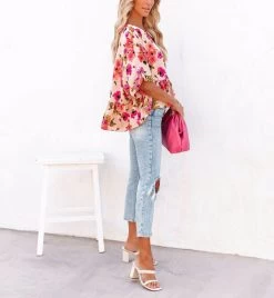 Milan Kiss Women's Blouse Powder-Floral -Madam Clothing Store 290c967a c8cd 4b44 af51 b5fe677c487f