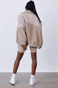 Factorie Panelled Teddy Jacket Beige -Madam Clothing Store 29232492d287ca8d45063c6f28e0c69b