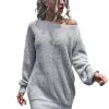 Beakey Womens Autumn Winter Off Shoulder Casual Loose Sweater Dress-Gray -Madam Clothing Store 294100a799998b152c7d37cd2faefcd3