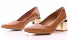 BOSCCOLO Women's Leather Pumps Beige/Gold