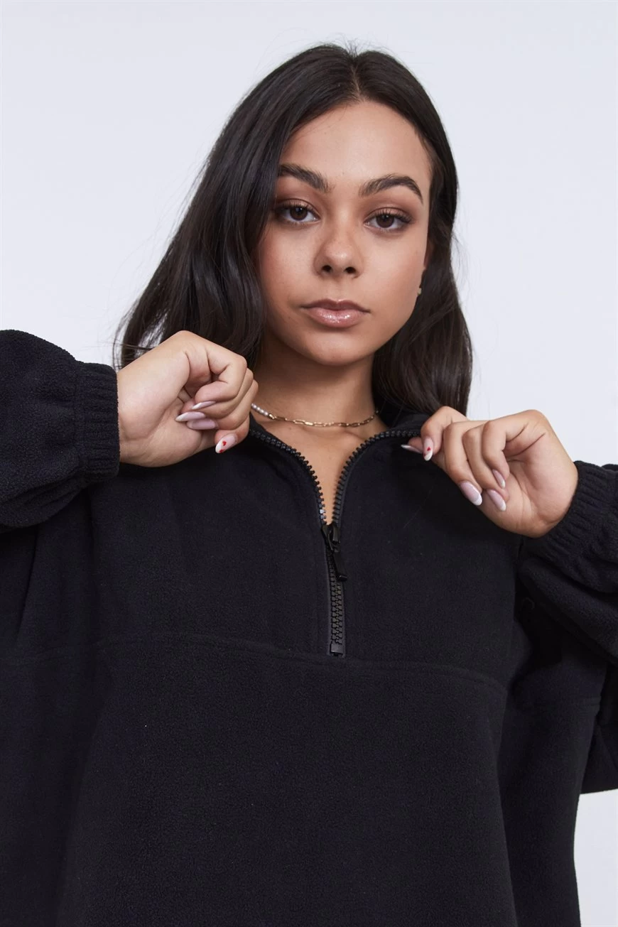 Factorie Qtr Zip Polar Fleece Black 4 Factorie Qtr Zip Polar Fleece Black - Image 2