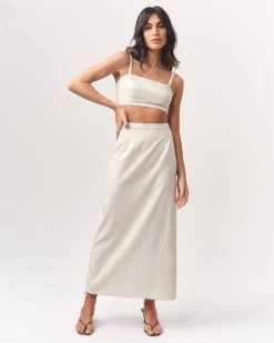 ST MRLO Women's Wave Midi Skirt - Wheat