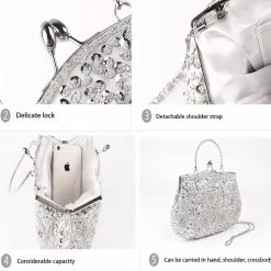 Beakey Beaded Sequin Design Flower Evening Purse Large Clutch Bag-OreGreen -Madam Clothing Store 2a84f72e3a052237a112ad9630b305c8 3