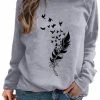 Beakey Womens Casual Long Sleeve T-Shirt Crew Neck Pullover-Grey -Madam Clothing Store 2b5e2adcf480eed9cf34b99edfc8b1d1