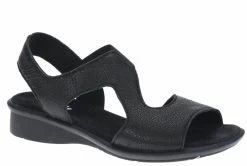 Effegie Women's Berry Italian Leather Sandal With Velcro Strap - Black