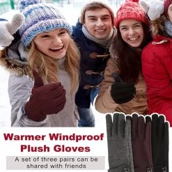 Catzon 3 Pairs Women Winter Gloves Warm Touchscreen Windproof Gloves-BlackGrayBrown -Madam Clothing Store 2dcc6062d668d84869fb249d25b7c88e
