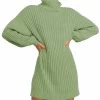 Beakey Womens Turtleneck Loose Sweater Dress Soft Winter Pullover Dress-Green -Madam Clothing Store 3030c95a0c3bb8310bda1bcda9eb24ea