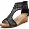 Beakey Womens Wedge Sandal Open Toe High Heel Zipper Sandal-Black -Madam Clothing Store 3100b79c2cb1cf5d22a83d72040bdcbf