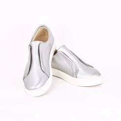 Noosy Women's Handmade Vegan Sneakers - Silver -Madam Clothing Store 31fad4985065ab5826726c523e9b2126