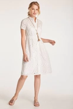 Heine Floral Broderie Dress Ecru