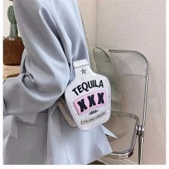Beakey Tequila Bottle Shaped Laser Shoulder Handbags PU Crossbody Purse For Women-SequinSilver -Madam Clothing Store 323ed00028f84f82034876b807693951