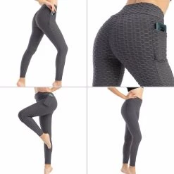 Beakey Womens Leggings Ruched Butt Lifting Stretchy Tights With Pockets-Grey -Madam Clothing Store 32423e04ff48c4a85dea7b76e63148f0