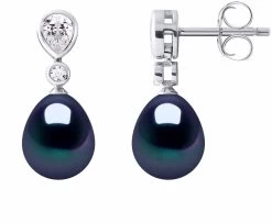 Love In Saint Germain Women's Earrings Pearls 7-8 Mm Black - Silver