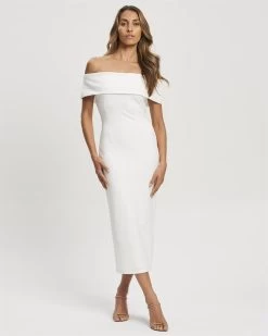 TUSSAH Women's Beau Midi Dress - White
