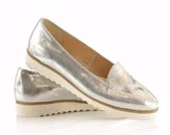 BOSCCOLO Women's Leather Moccasins Silver -Madam Clothing Store 3562c5aff33e2e96b4c18a517d435b60