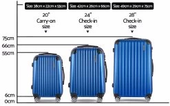 Wanderlite 3pcs Luggage Set Travel Suitcase Storage Organiser TSA Lock Blue -Madam Clothing Store 3658f7c43333375f4008772166223f12