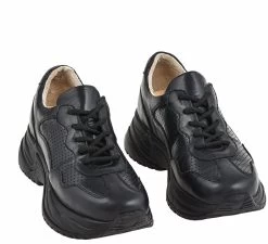 Noosy Women's Genuine Leather Sneakers - Black -Madam Clothing Store 365e26fded54845a42b4ca6ad4eb38dd