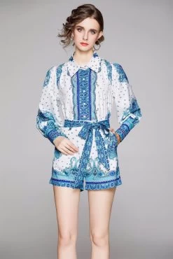 By Graziella Women's Playsuit Light Blue And White -Madam Clothing Store 39efead87c3466bf16fcd621546a4218