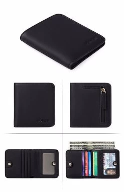 Beakey Womens Leather Mini Wallet With ID Card Window Portable Coin Purse-Black -Madam Clothing Store 3a467ec3a8038a0db69e52740cb65426