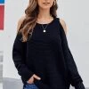 Azura Exchange Black Cold Shoulder Pullover Sweater L -Madam Clothing Store 3b4bd6e620777ea3250ac1dd49549c25