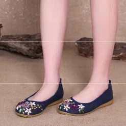 Beakey Embroidered Ethnic Style Flats Comfortable Linen Shoes-Blue -Madam Clothing Store 3dee4729c391dd7313281941418f6ffe