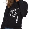Beakey Womens Cat Cartoon Ear Hoodies Sweatshirt-Black