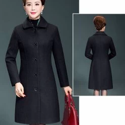 Beakey Womens Winter Wool Trench Coat Long Thick Coat-Black -Madam Clothing Store 3e78f48b4e02f32315a874e14e2af88c