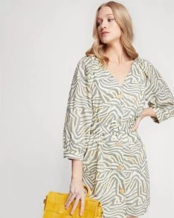 Oxford Women's Peony Grey Animal Print Dress - Grey/Ecru -Madam Clothing Store 3f9e7352ce93adfa305939a4f1c7dc14