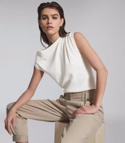 Reiss Women's Mila Drape Shoulder Tops - Ivory -Madam Clothing Store 4118edd8c9f6e64716f817375d2f961a