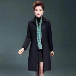 Beakey Womens Winter Wool Trench Coat Long Thick Coat-Black -Madam Clothing Store 42591c44bb58a7538feadb44862b43cd
