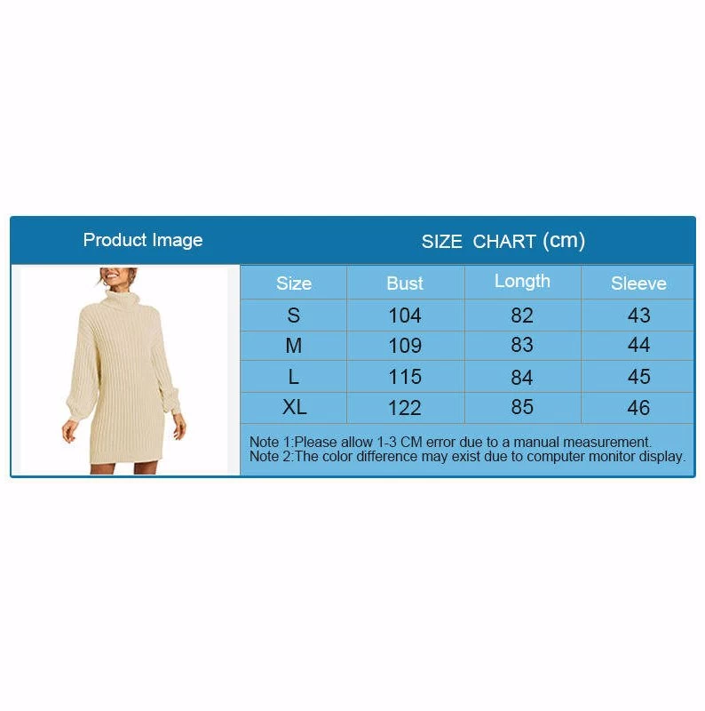 Beakey Womens Turtleneck Loose Sweater Dress Soft Winter Pullover Dress-White 4 Beakey Womens Turtleneck Loose Sweater Dress Soft Winter Pullover Dress-White - Image 2