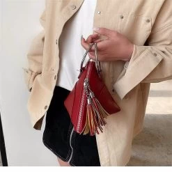 Beakey Women Cute Tassel Clutch PU Leather Triangle Bags-Red -Madam Clothing Store 45409d60f1dde86c88d5d93ad839dac7