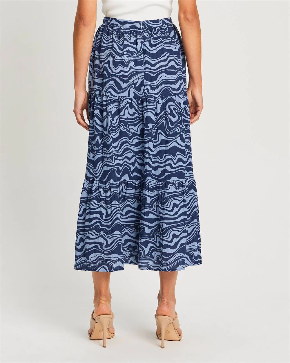 WILLA Women's Braxton Skirt - Navy Abstract Swirl 5 WILLA Women's Braxton Skirt - Navy Abstract Swirl - Image 3