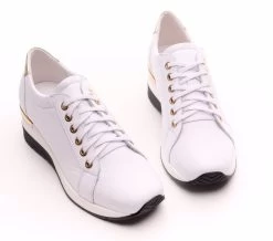 BOSCCOLO Woman's Leather Sneakers White/gold