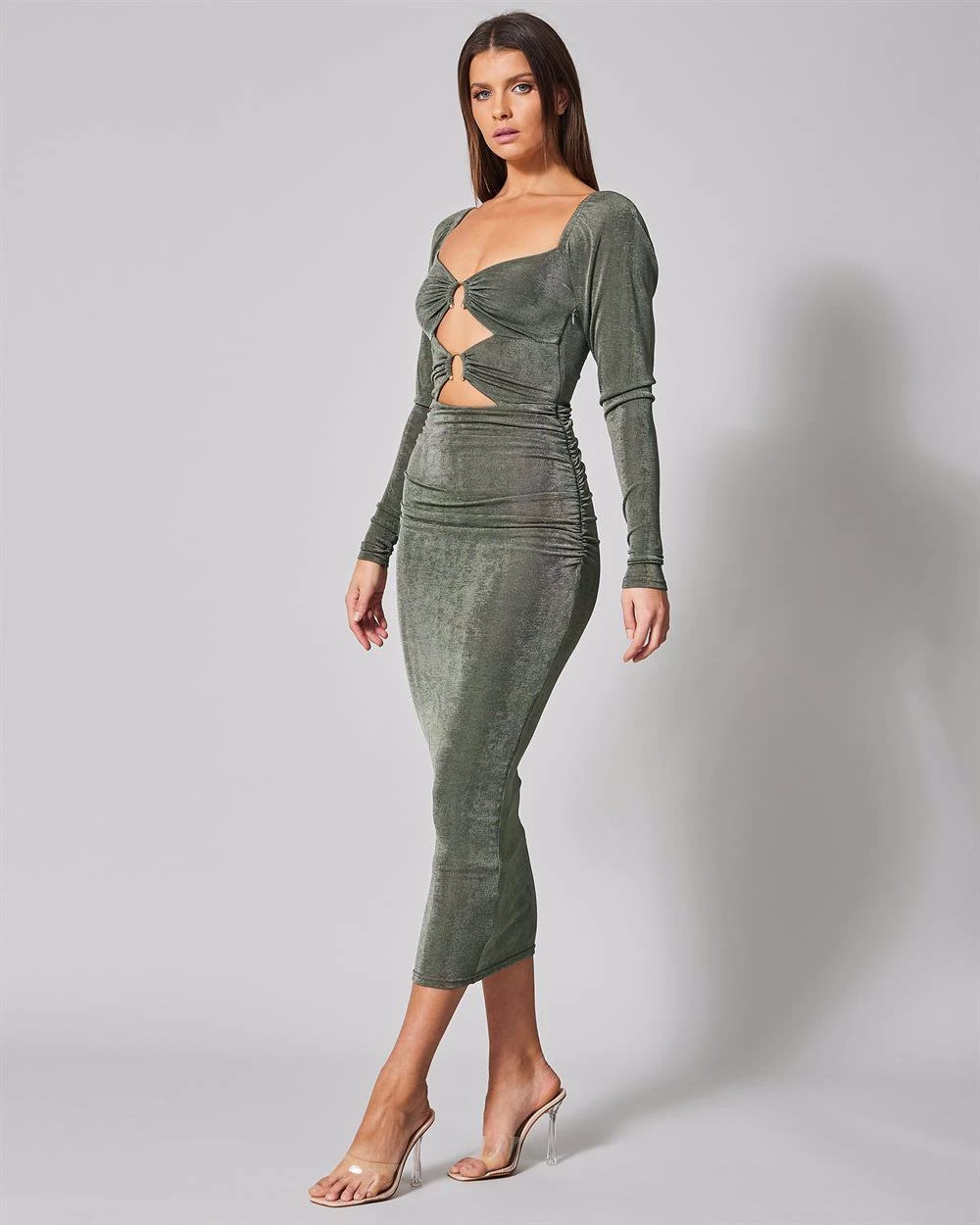 BWLDR Women's Charlie Long Dress X Kristina - Dusty Olive 4 BWLDR Women's Charlie Long Dress X Kristina - Dusty Olive - Image 2