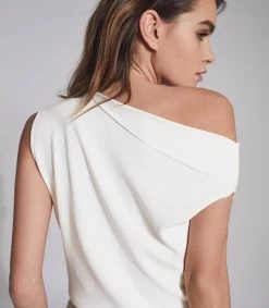 Reiss Women's Mila Drape Shoulder Tops - Ivory -Madam Clothing Store 46c4d1c0bab86a4351099ddf307cdf2c