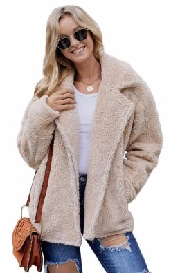 Azura Exchange Beige Breaker Pocketed Sherpa Statement Jacket L -Madam Clothing Store 474657272c844e9a03f88403ad9e509e
