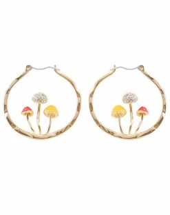 Beakey Cute Mushroom Earrings Chunky Gold Hoop Jewellery