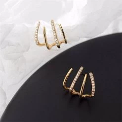 Beakey Minimalist Cuff Huggie Stud Earrings For Women Teen Girls-Gold -Madam Clothing Store 47c7df8a3075551e6c4a3ea55f44479d