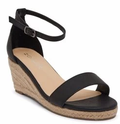 Womens Footwear Ravella Bloom Black Smooth Wedges