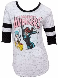 Marvel Avengers Black Widow Swinging Women's 3/4 Sleeve Scoop Neck Top