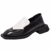 Beakey Womens Loafer Square Toe Chunky Heel Fashion Slip On Shoes-Black White 1 Beakey Womens Loafer Square Toe Chunky Heel Fashion Slip On Shoes-Black White -Madam Clothing Store 49d1e17ae735fa3e8f5a9bf3f50e1883