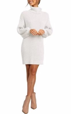 Beakey Womens Turtleneck Loose Sweater Dress Soft Winter Pullover Dress-White 11 Beakey Womens Turtleneck Loose Sweater Dress Soft Winter Pullover Dress-White -Madam Clothing Store 4a8aabd2764f25683fbd83e003453d1f