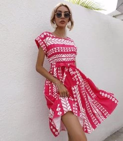 Enzo Fleur Women's Dress -Red & White -Madam Clothing Store 4a9a94ab137bec651b36f67741f6f7d3