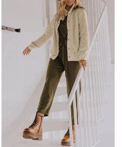 Womens Oversized Long Sleeve Button Sherpa Jacket Coat Pockets Warm Fleece-Apricot -Madam Clothing Store 4af58ae4e10ca6c20f31a80a3895ede8